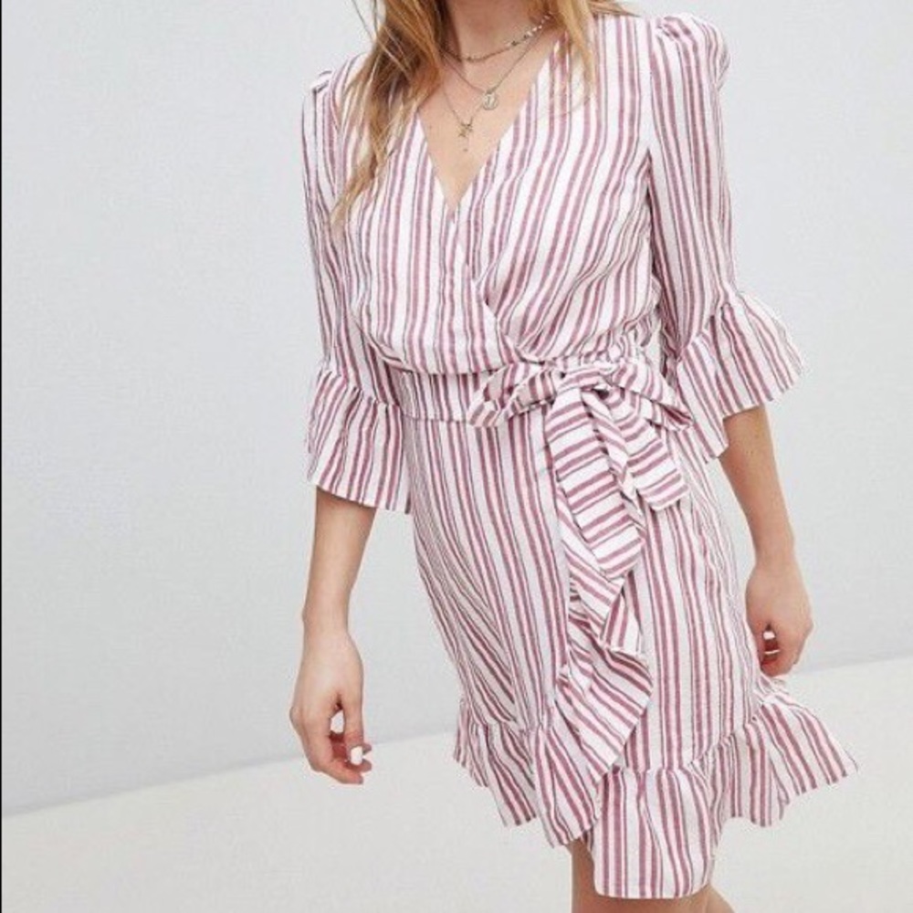 Miss Selfridge red and white striped dress